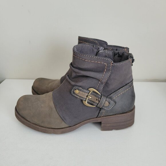 Earth Origins Prairie Phoenix Zip Up Gray Leather Suede Ankle Boots Size 6.5M - Picture 5 of 10